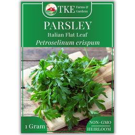 TKE Farms & Gardens parsley seed pack close-up for quick germination and growth