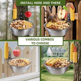 TKMSV squirrel feeders corn cob spikes, secure hold for corn and nuts outdoors