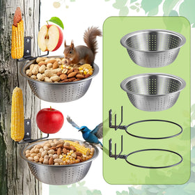 TKMSV squirrel feeders tree-mount in outdoor shade, showing durable metal design for year-round use