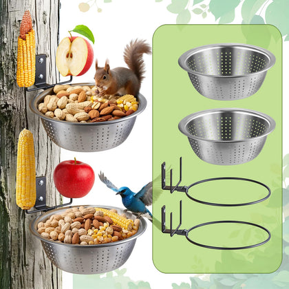 TKMSV squirrel feeders tree-mount in outdoor shade, showing durable metal design for year-round use