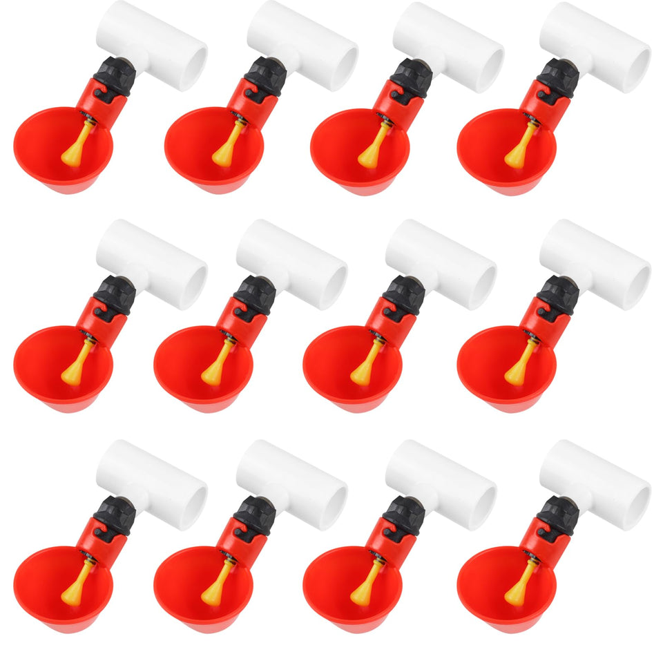 Tkocisa 12-pack automatic chicken waterer cups ready for quick setup