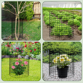 Tldcdte durable outdoor cages supported by ground stakes.