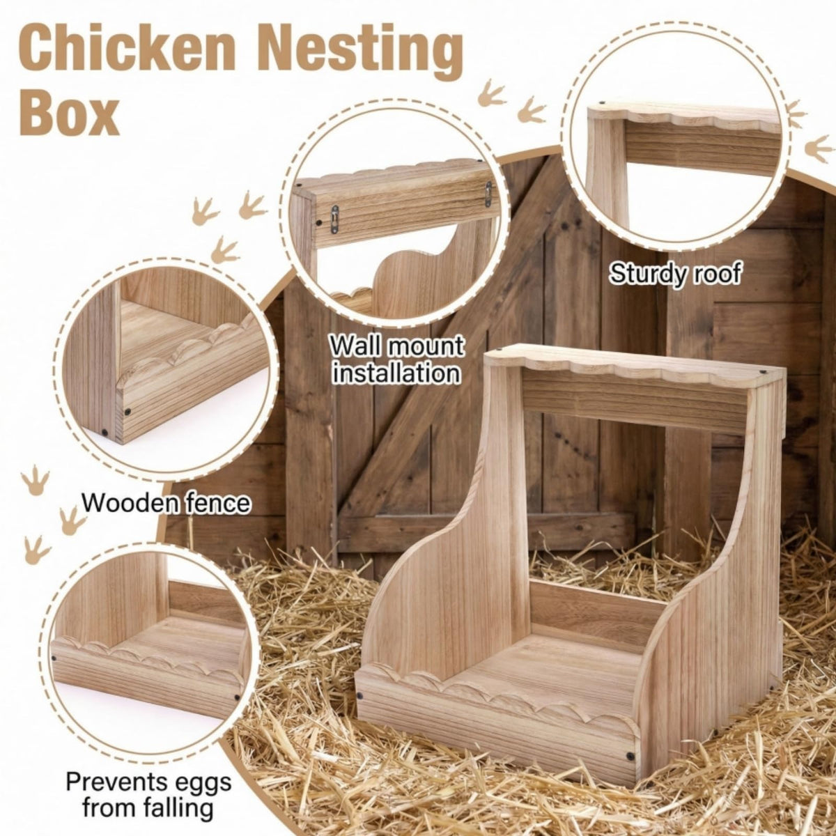 Tlence nesting box on floor demonstrates ventilation and easy egg checks.