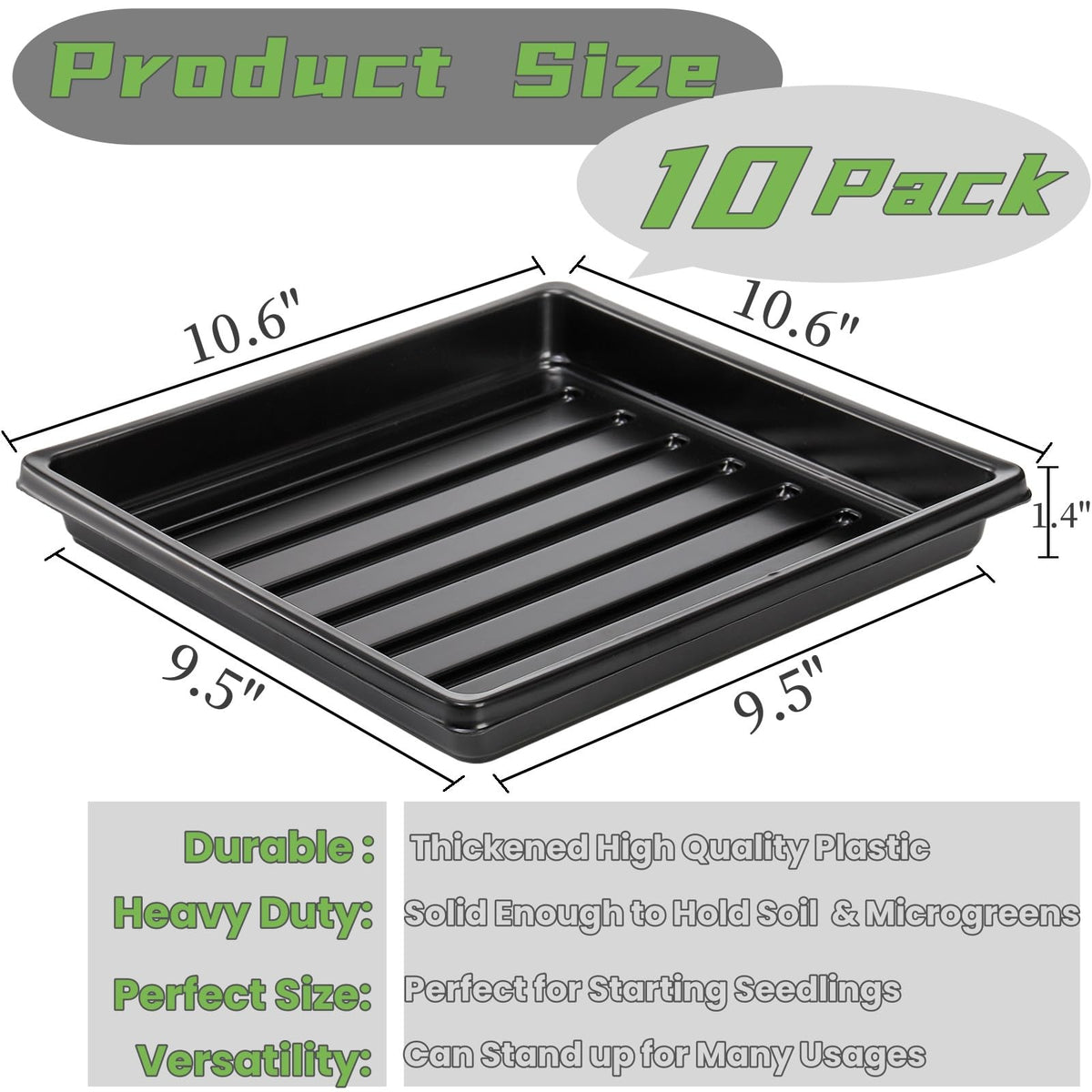 Tlence seedling trays without holes ideal for microgreens and herbs.