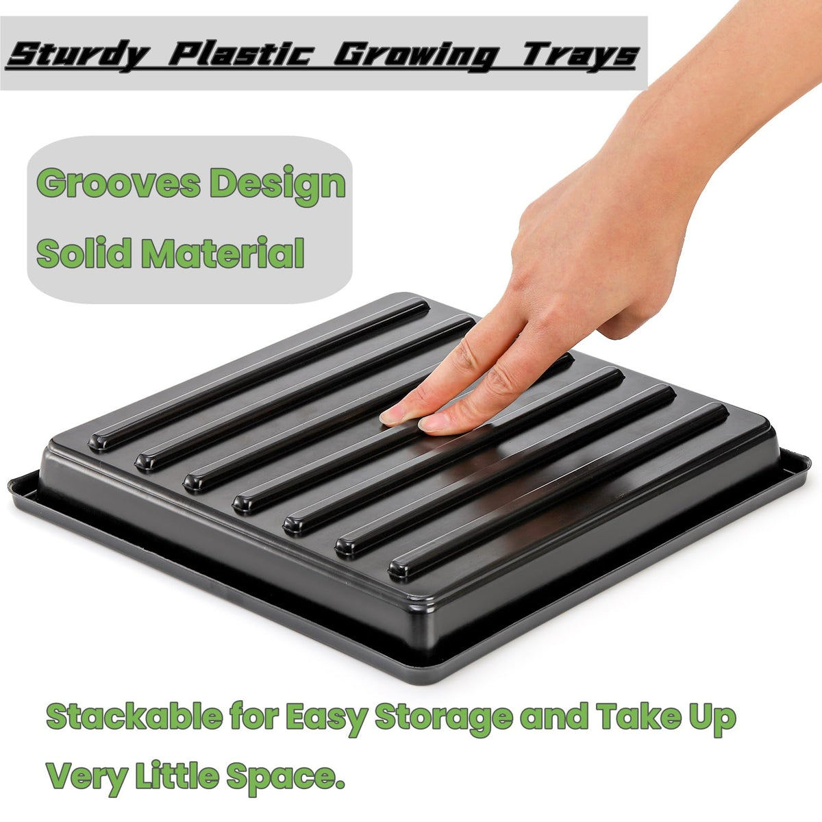 Tlence trays stacked neatly to save storage space.