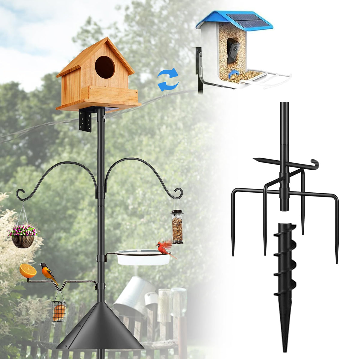 Tlsiod bird feeder pole with 93-inch length offering adjustable height for optimal viewing