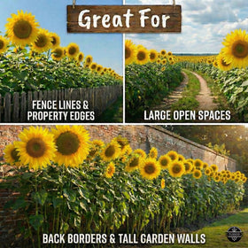 TLSSCO mammoth sunflowers deliver reliable germination and dramatic height for backyard focal points.