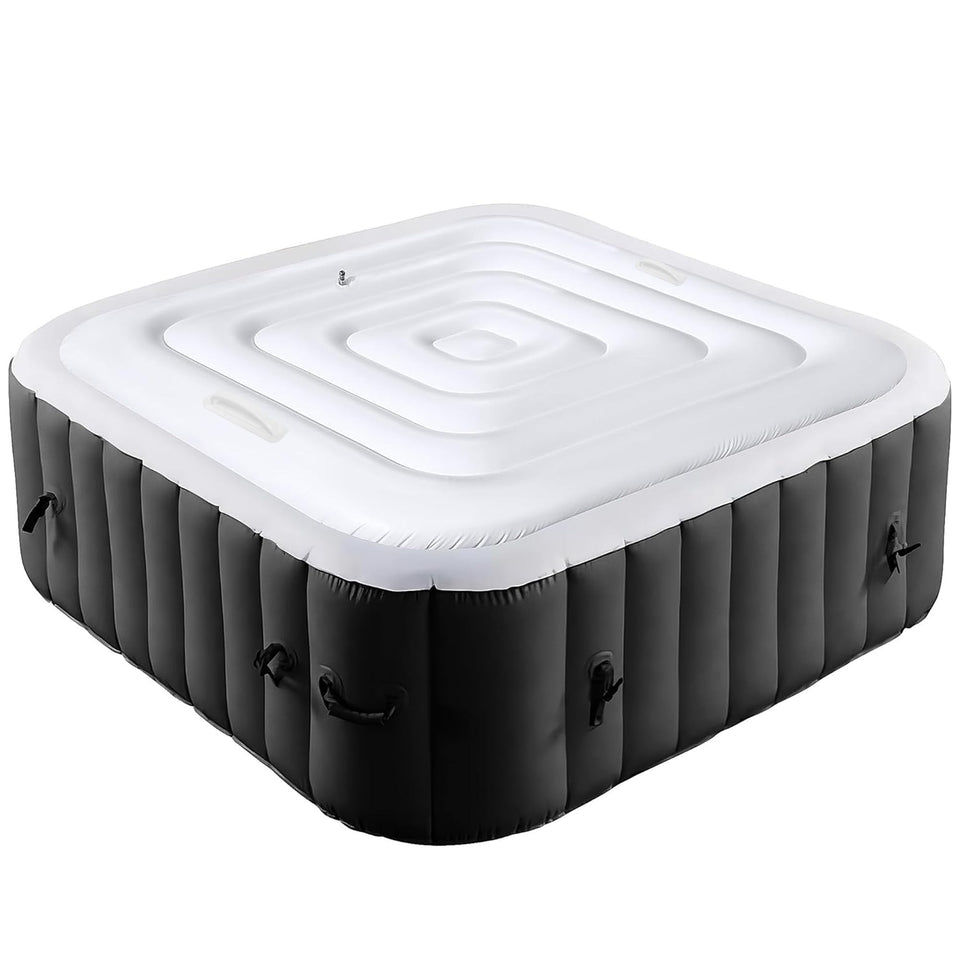 Tlswshsy 4.2ft inflatable hot tub cover fits square tubs and blocks debris.