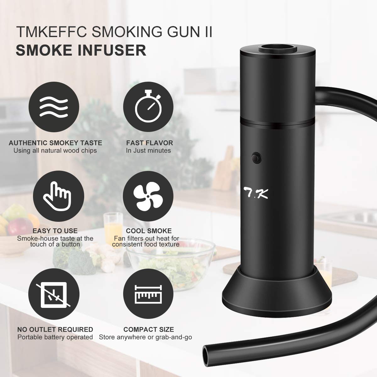 TMKEFFC Smoking Gun battery-operated design enables portable smoking anywhere.