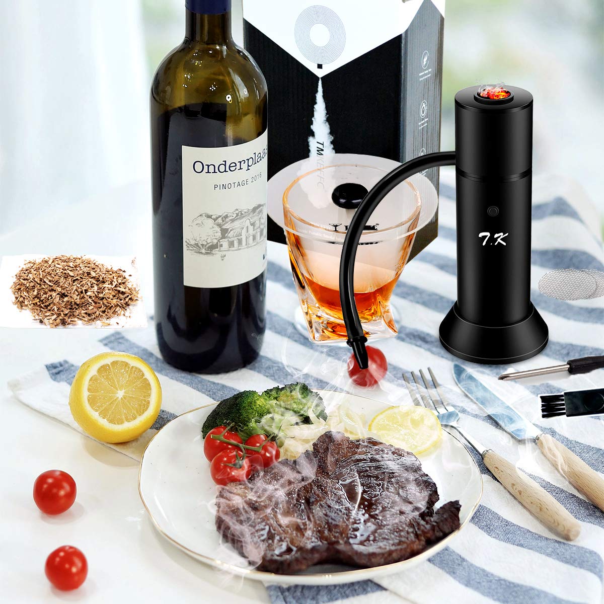TMKEFFC Smoking Gun used for sous vide meat and other smoked dishes.