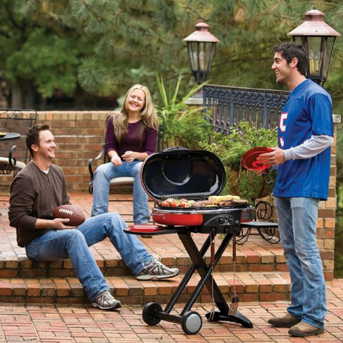 Tmozyar cooking-ready setup on Coleman Roadtrip grill
