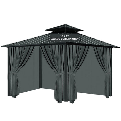 Tngan Gazebo privacy curtain four-panel assembly blocks wind and adds shade for outdoor gatherings.