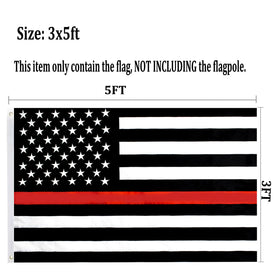 tnpun Embroidered Red Line Firefighter Flag 3x5, vivid colors for events