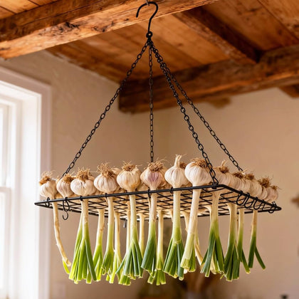 Tnstbiee garlic drying rack with 81-hole grid enabling even airflow for garlic
