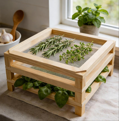 Tnstbiee desktop drying rack on countertop supporting herbs and flowers with airflow