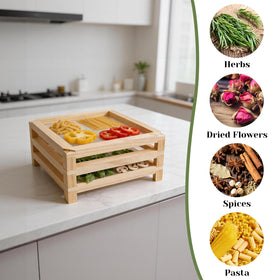 Tnstbiee natural wood finish adds warmth while drying herbs and pasta