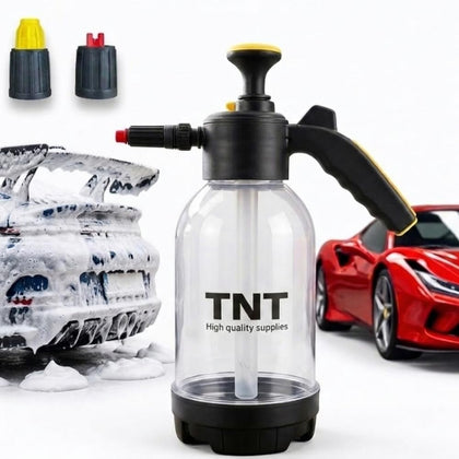 TNT Pump Sprayer with foam nozzle for controlled car wash foam.