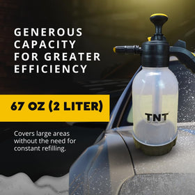 TNT Pump Sprayer white reinforced plastic body ensuring durability.