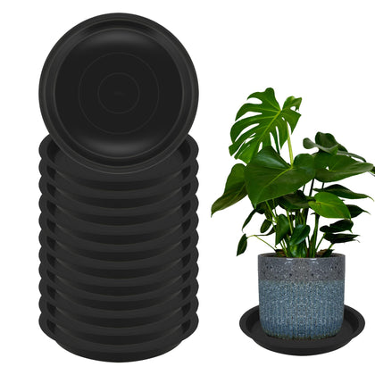 TNTIWQ 12-inch round plant saucer, top view, prevents spills around pots.