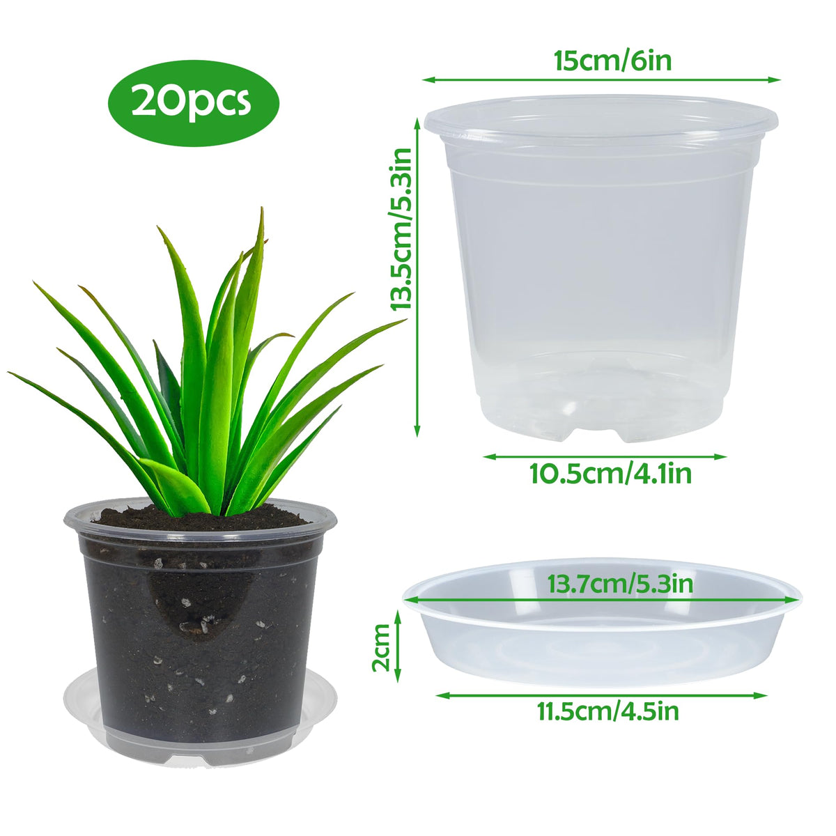 TNTIWQ clear pot with saucer set keeps surfaces clean while watering seedlings.