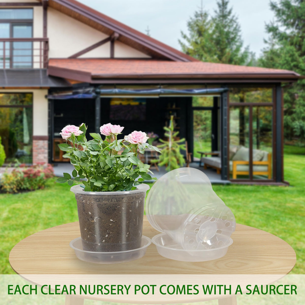 TNTIWQ sturdy saucer captures excess drainage, protecting floors and furniture.