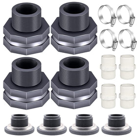 Tnuocke bulkhead-fitting gray for 3/4-inch connections, durable PVC for outdoor use.