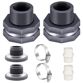 Tnuocke bulkhead fitting in grey for rain barrels and tanks