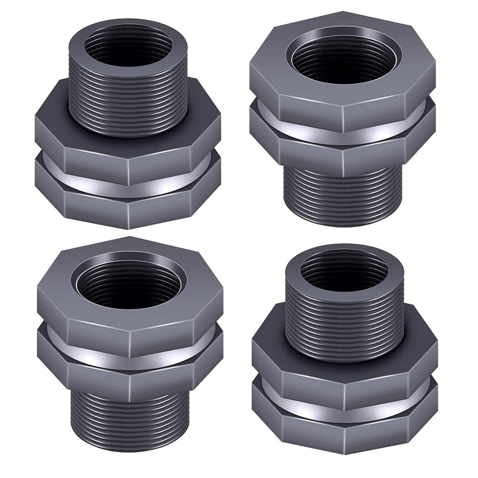 Tnuocke bulkhead fitting 3/4 inch gray for reliable rain barrel connections.