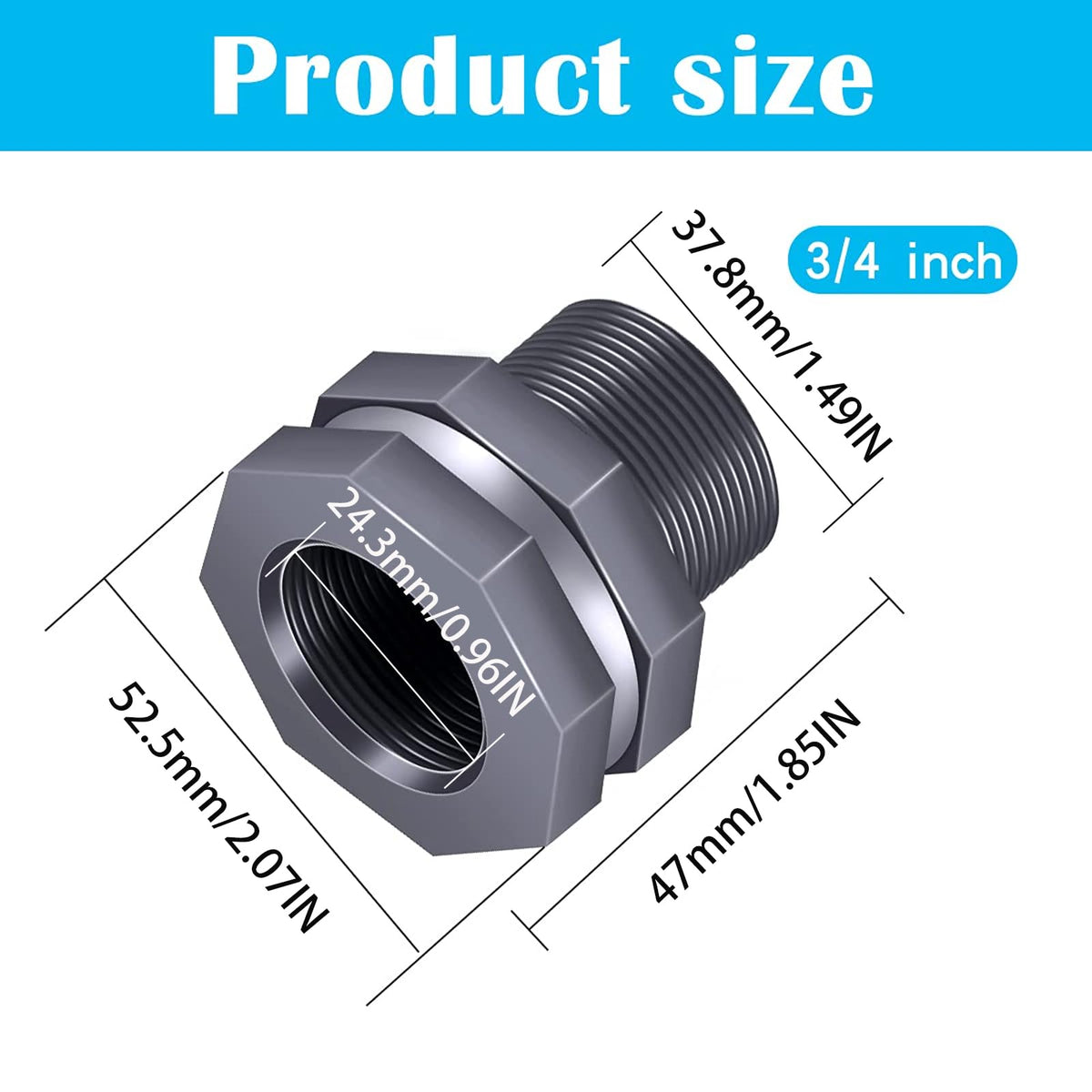 Tnuocke thru-bulk pipe fitting secures ponds and tanks securely.