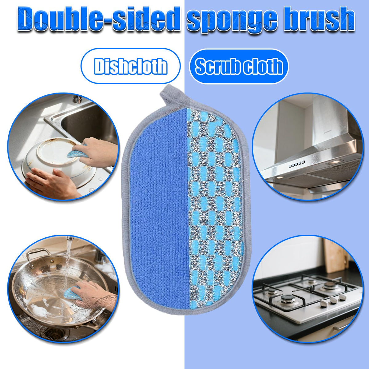 TOAINRSI dual-sided sponge scrubbers scrub tough residue efficiently