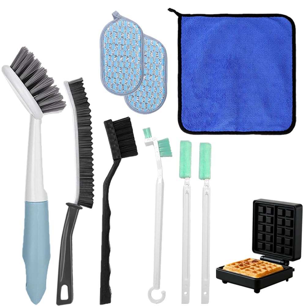 TOAINRSI waffle maker long-handle brush cleans deep into grids for thorough cleaning