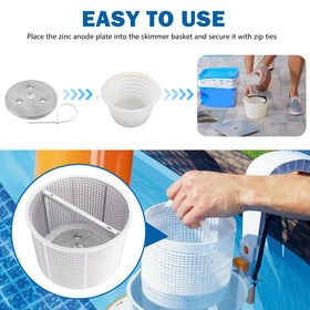 Easy-to-use ties included to secure the anode to pool equipment.