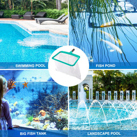 TOBEHIGHER 17 inch capacity skimmer catches surface debris efficiently.