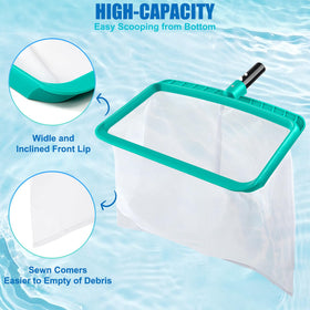 TOBEHIGHER pool skimmer easy installation via button with or without a pole.