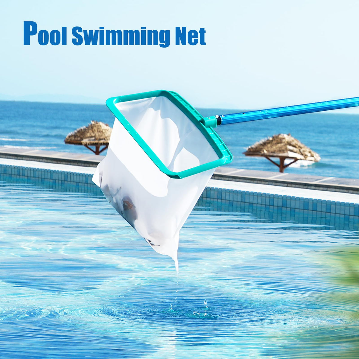 TOBEHIGHER pool skimmer net with easy-clean edge for smoother debris removal.