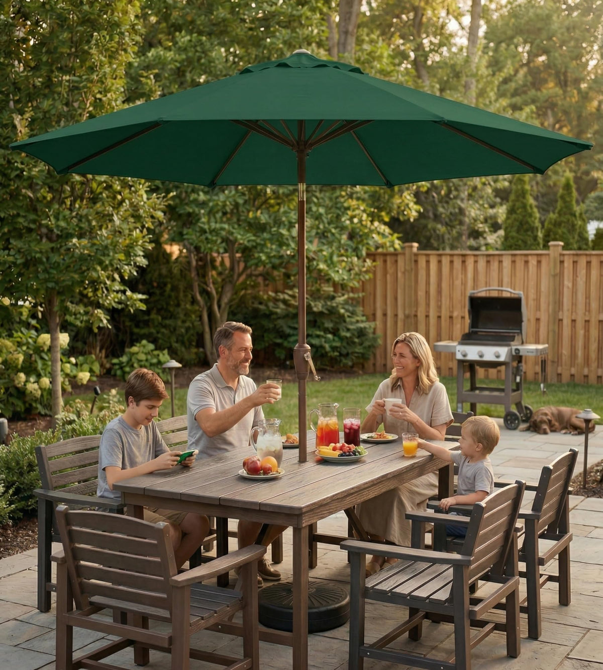 Tobeos one-touch tilt enables quick shade adjustment as the sun moves.
