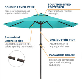 Eight rust-resistant ribs provide durable support for poolside and backyard setups.