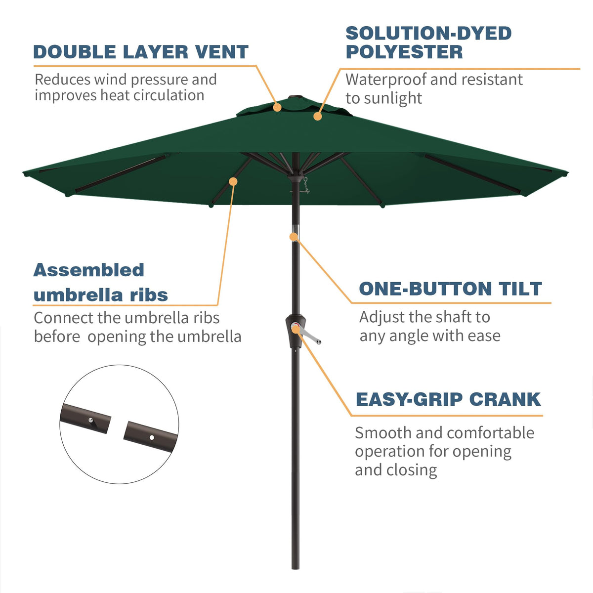 Tobeos 10FT umbrella fabric provides UV protection for sunny backyard gatherings.