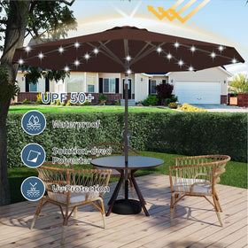 Tobeos 9ft canopy provides broad coverage for 42-54 inch tables.