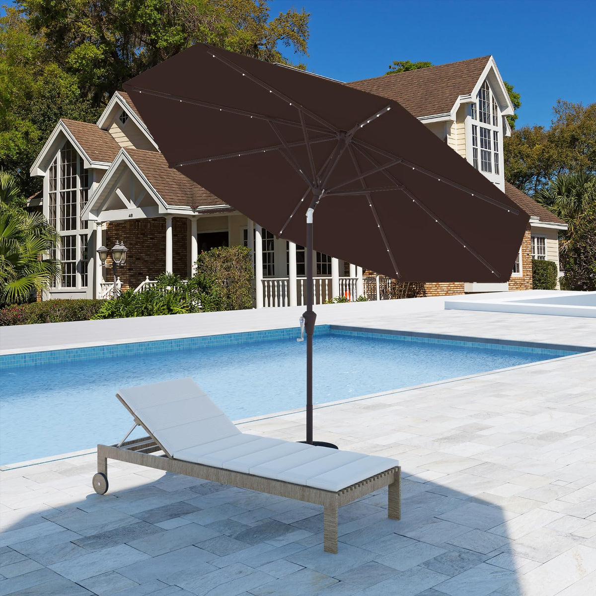 Tobeos iron pole and ribs offer sturdy support for deck and garden.