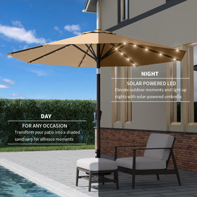 Tobeos umbrella tilted for adjustable shade during sunset hours