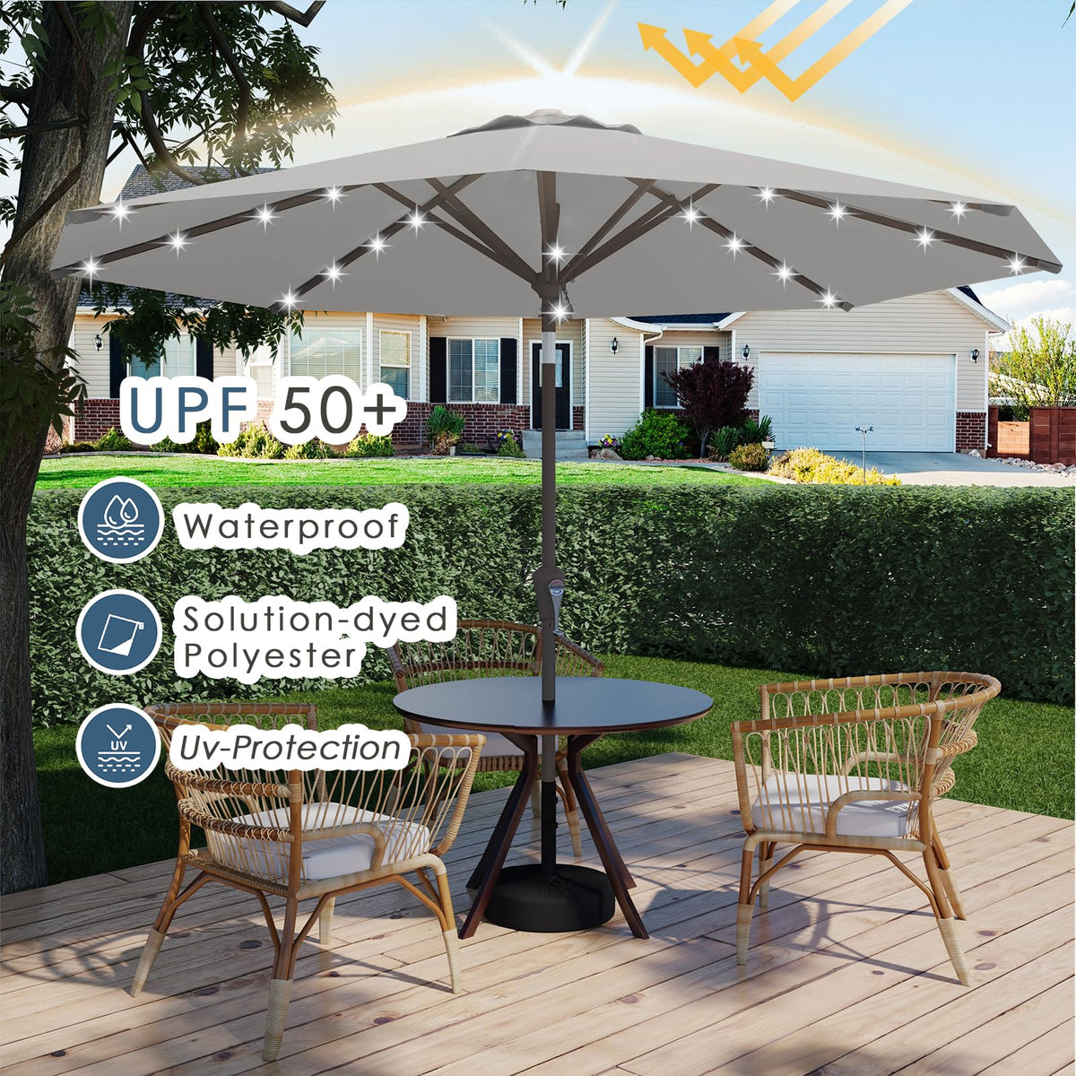 Tobeos heavy-duty iron pole and eight reinforced ribs for stability.