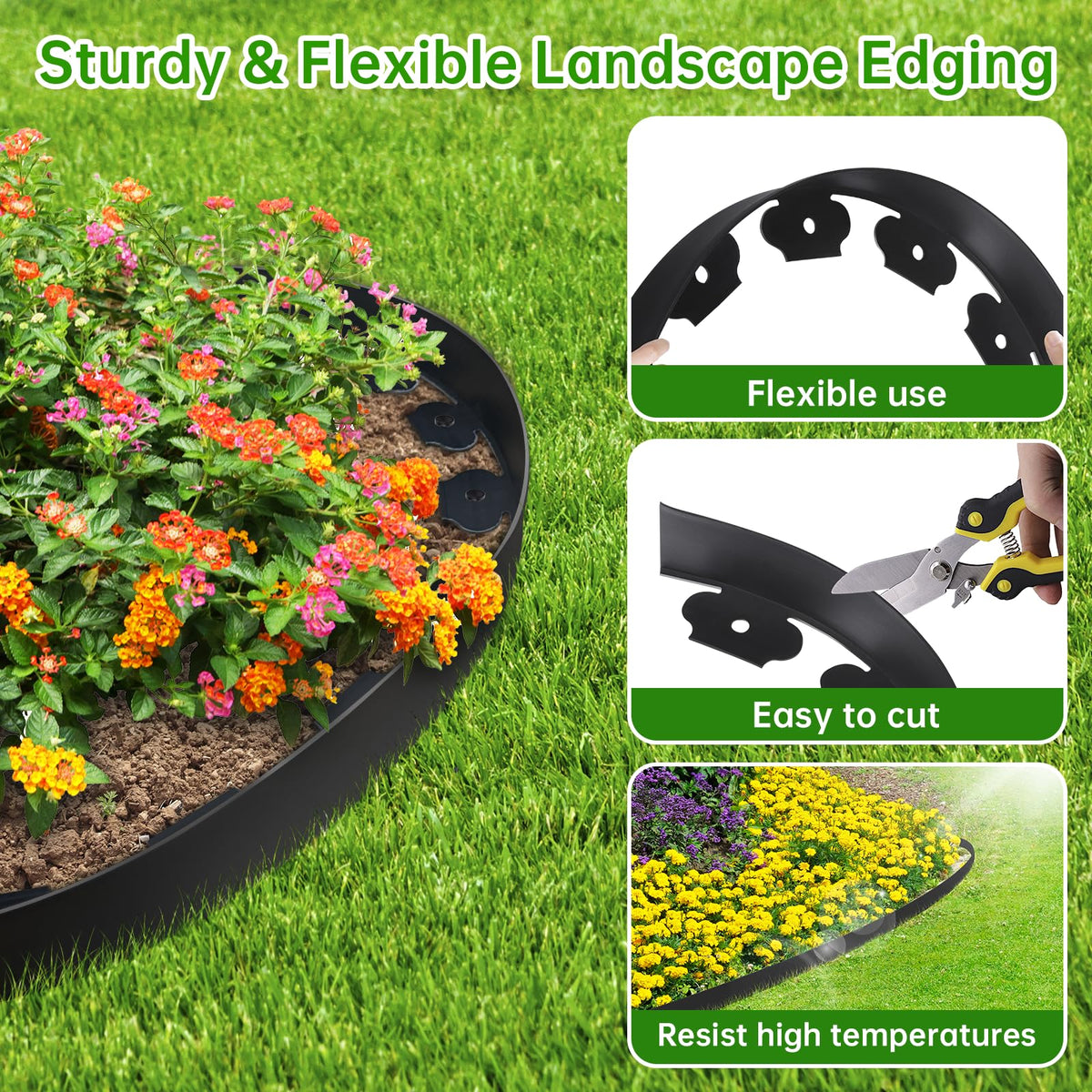 TOCGAID 8-inch spiral stakes secure the edging for stable borders.
