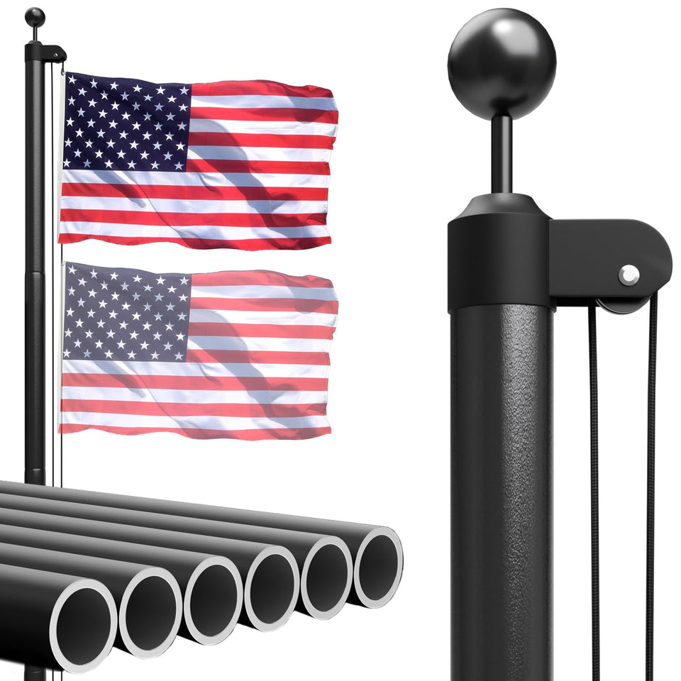 TOCRETOARE heavy-duty flag pole 20ft assembly demonstrates sturdy construction for outdoor displays.