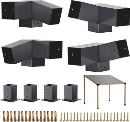 TOCRETOARE pergola brackets 15°/75° close-up reveals durable carbon steel for longevity.