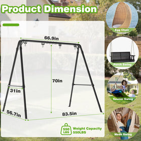 TOCRETOARE porch swing stand dual-capacity design supports two swings safely.