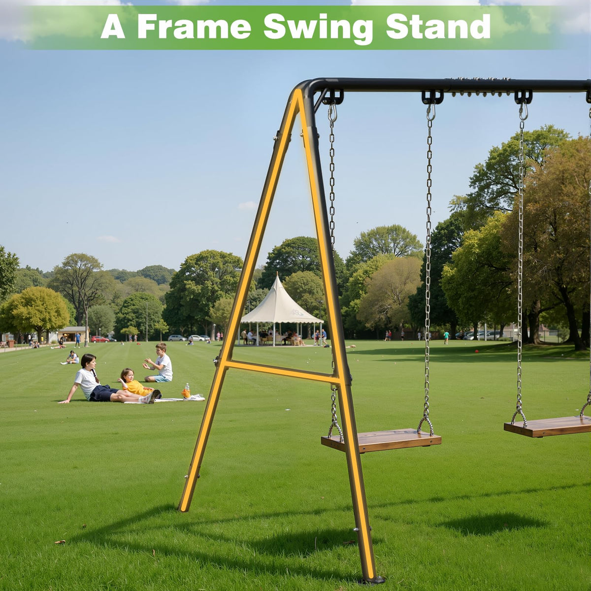 TOCRETOARE porch swing stand easy-assembly shows quick setup with no extra tools.