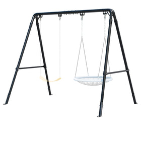 TOCRETOARE porch swing stand front view highlights rugged steel construction for outdoor use.