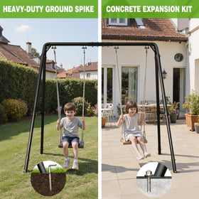 TOCRETOARE porch swing stand sturdy-frame conveys long-term reliability for outdoors.