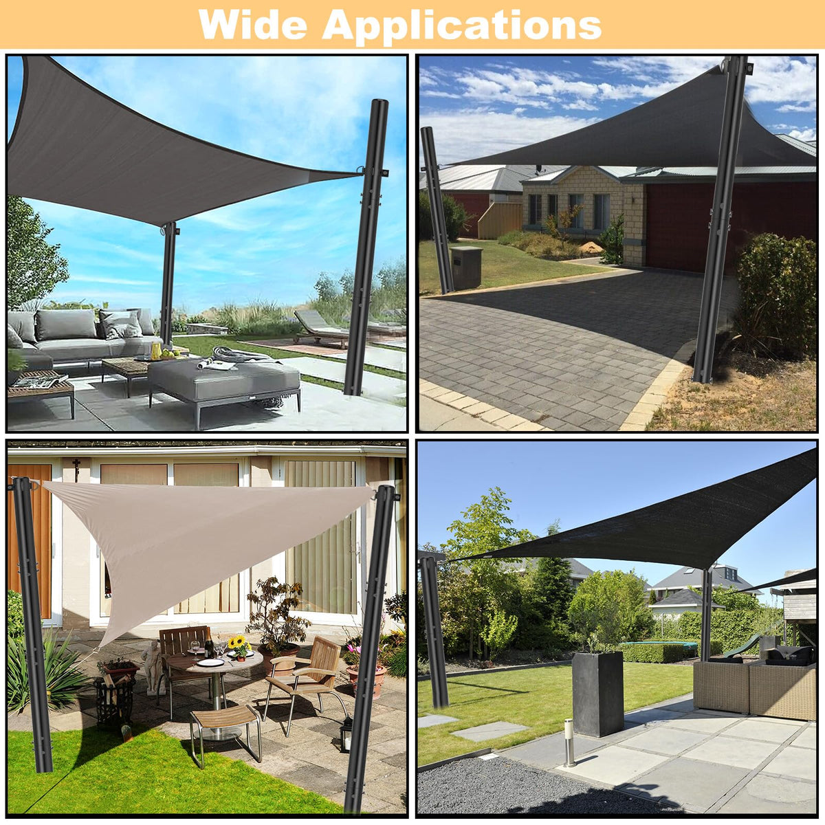 TOCRETOARE shade sail pole installation kit simplifies setup with included hardware.